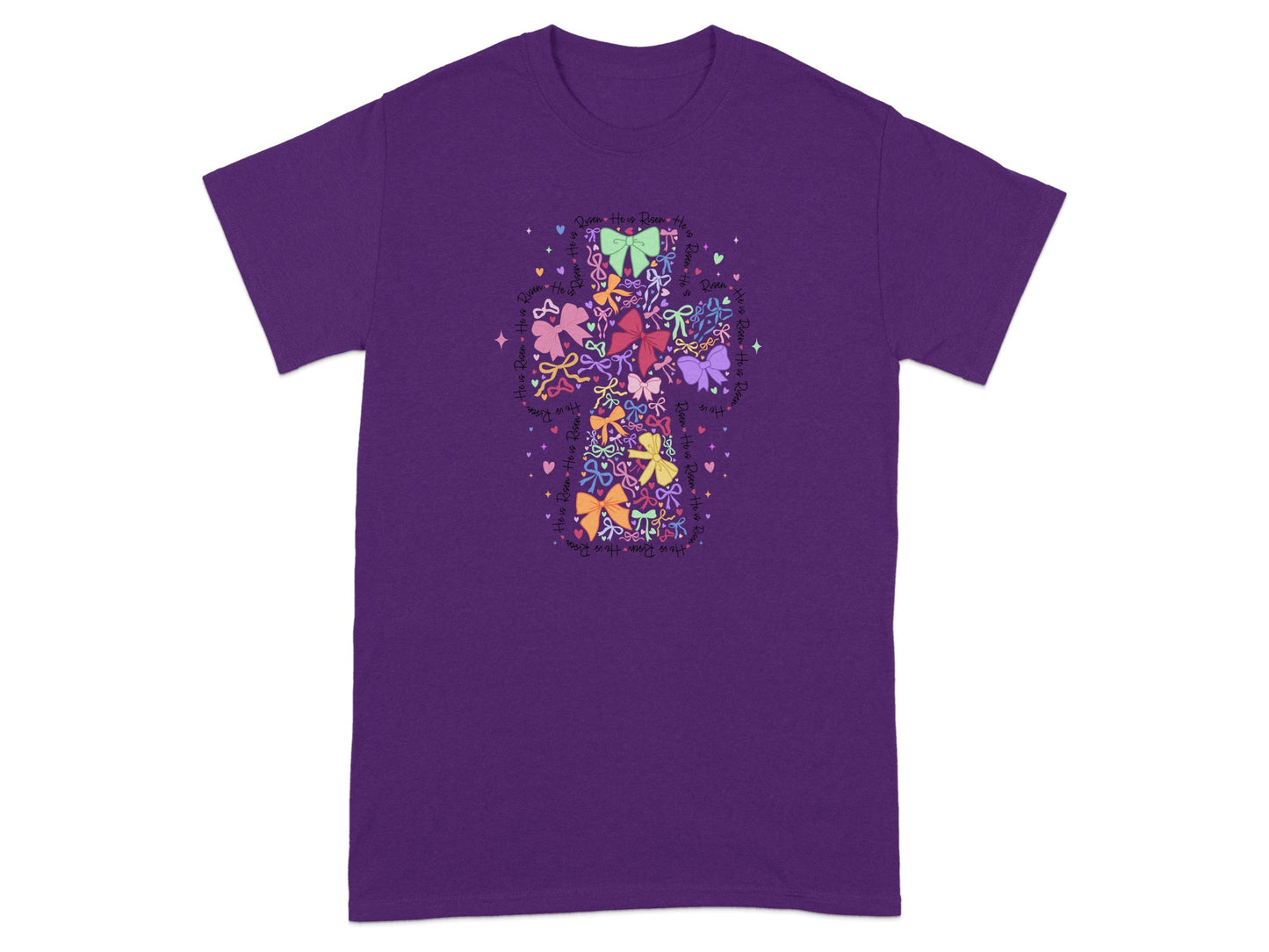Colorful Butterfly Cross Purple Graphic T-Shirt