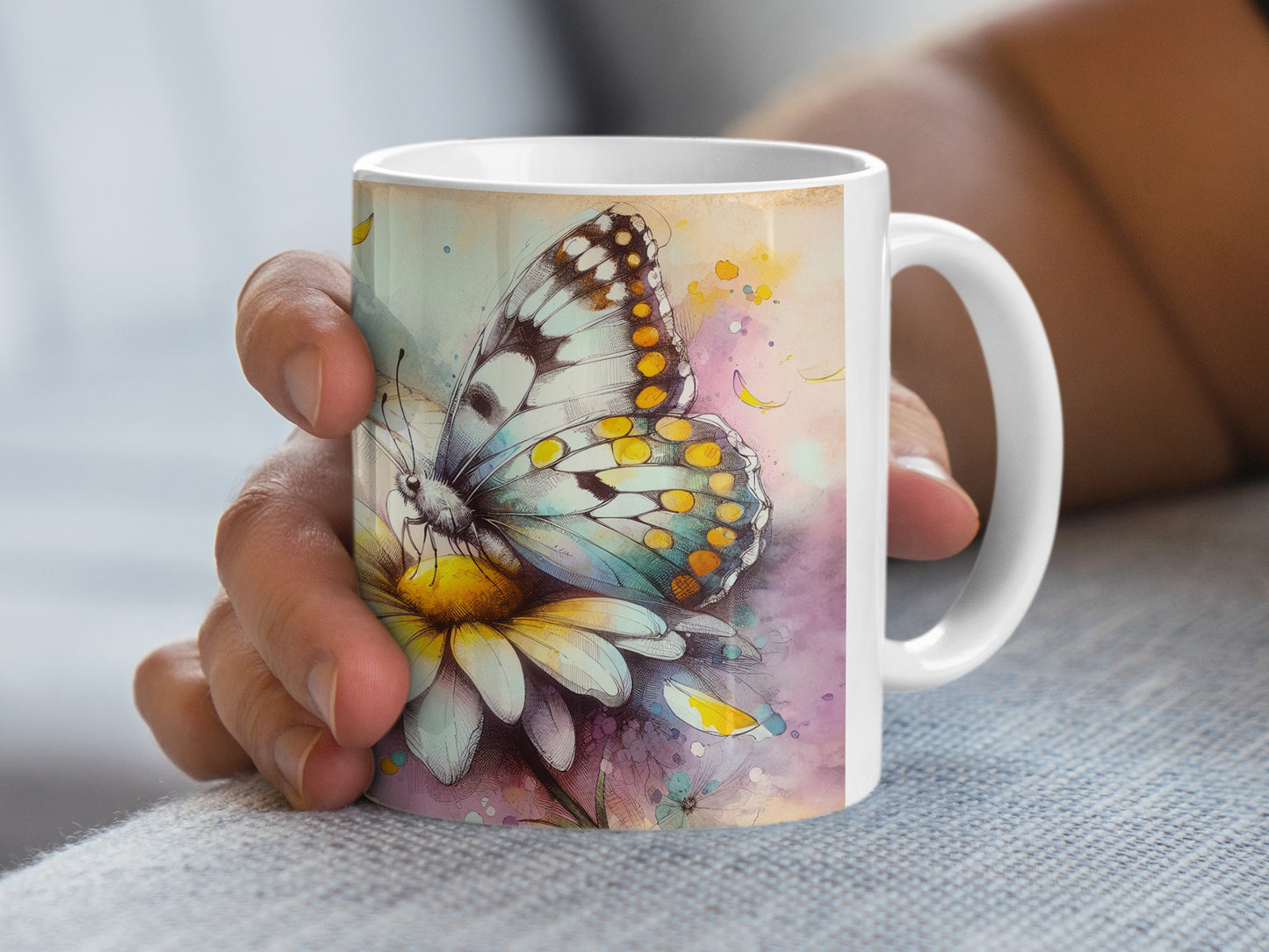 Butterfly Flower Watercolor Art Design Mug product type