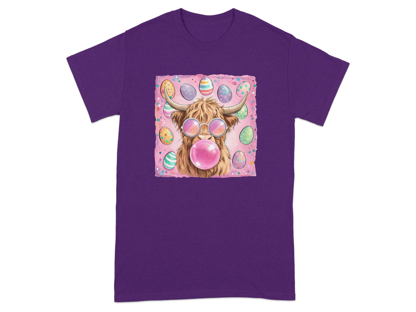 Fun Cow Blowing Bubble with Easter Eggs T-Shirt