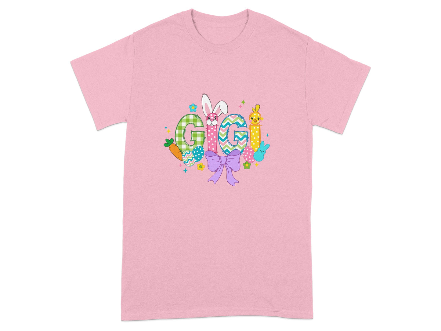 Cute Gigi Design Bunny and Carrot Pink Tee Shirt