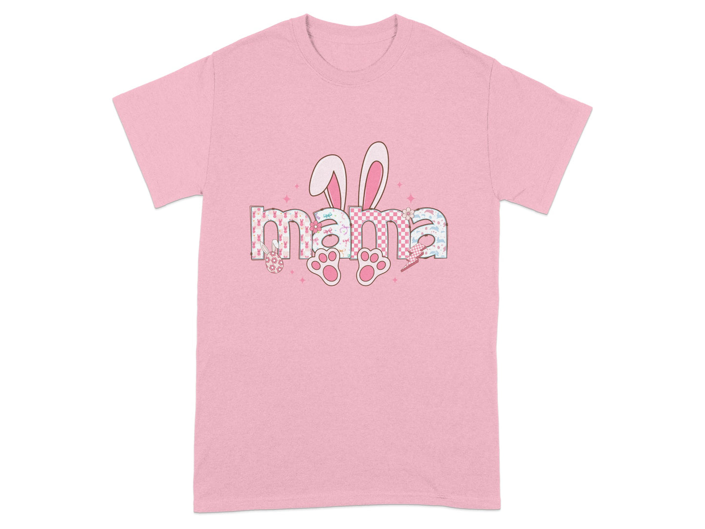 Cute Pink Mama Bunny Themed Graphic T-shirt