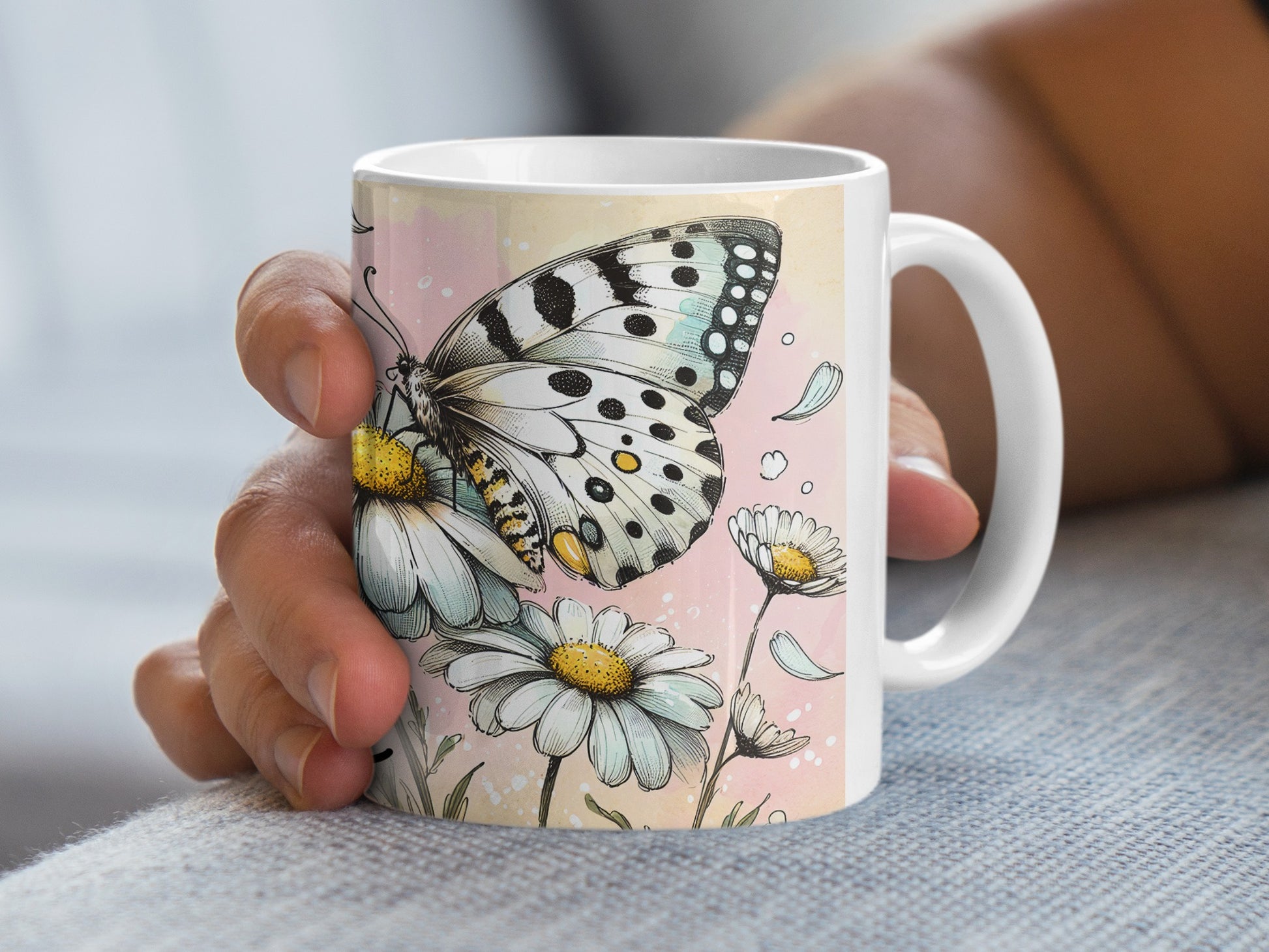 Butterfly Daisies Design Watercolor Art Pink Mug product type
butterfly
daisies
floral
nature
garden
insect
wings
flower
art
illustration
watercolor
pink
white
yellow
gift
spring
summer
tea
coffee
beverage
drinkware