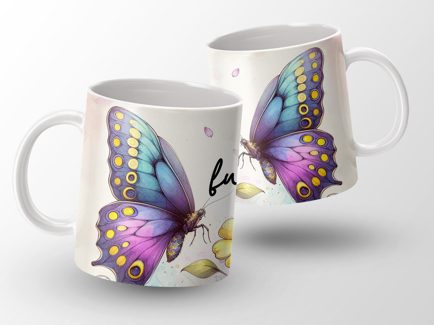 Vivid Butterfly Floral Pattern Coffee Tea Mug product type