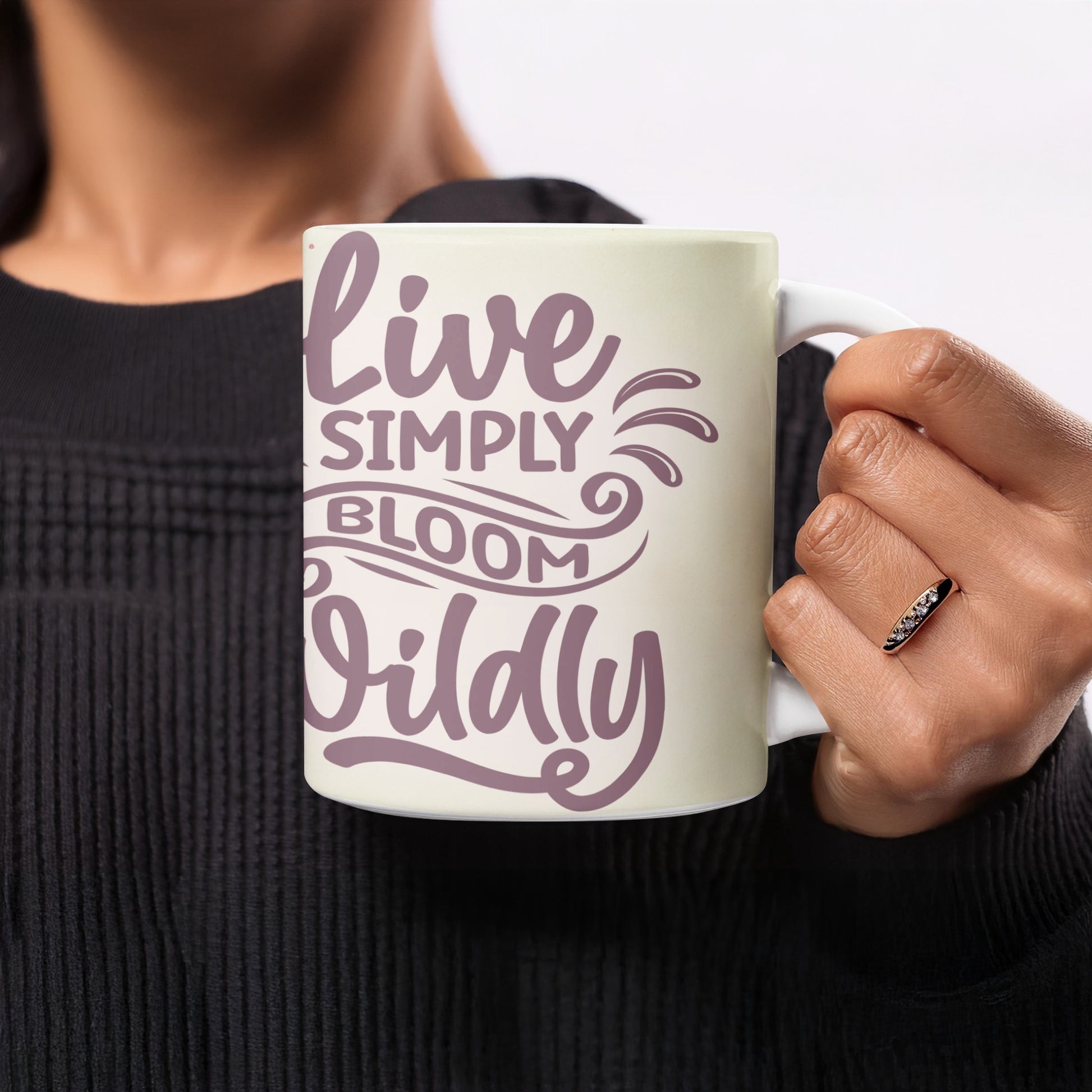 Live Simply Bloom Wildly Inspirational Quote Modern product type
mug, coffee mug, tea mug, drinkware, inspirational, quote mug, live simply, bloom wildly, wildly blooming, motivational, positive vibe, gift idea, home decor, kitchenware, novelty mug, purple design, beige drinkware, unique design, daily reminder, self care