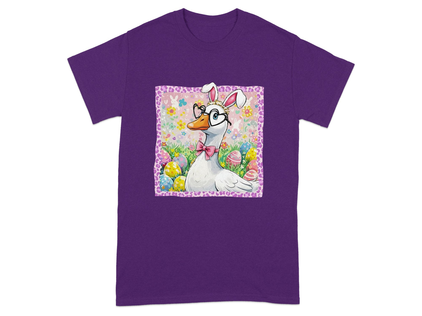 Cute Duck with Bunny Ears and Easter Eggs T-Shirt