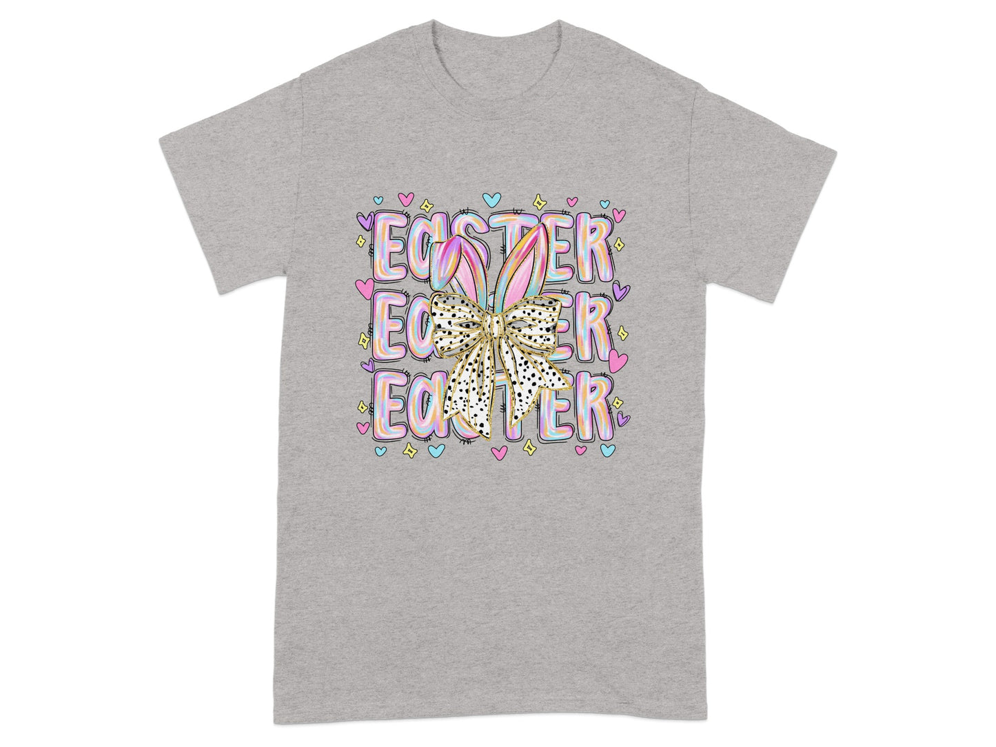 Colorful Easter Bunny Bow Graphic T-Shirt Product