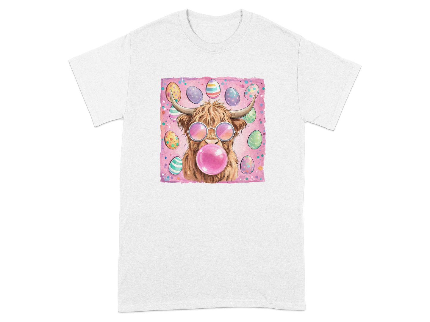 Festive Bubble Gum Cow With Easter Eggs Shirt