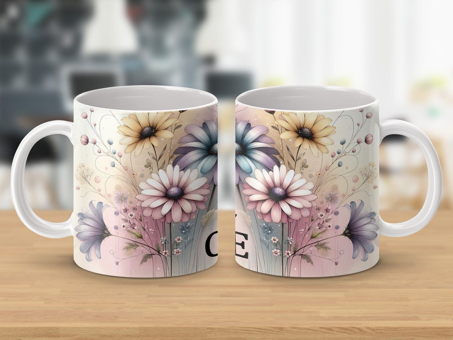 Watercolor Floral Whimsical Daisy Mug Design product type