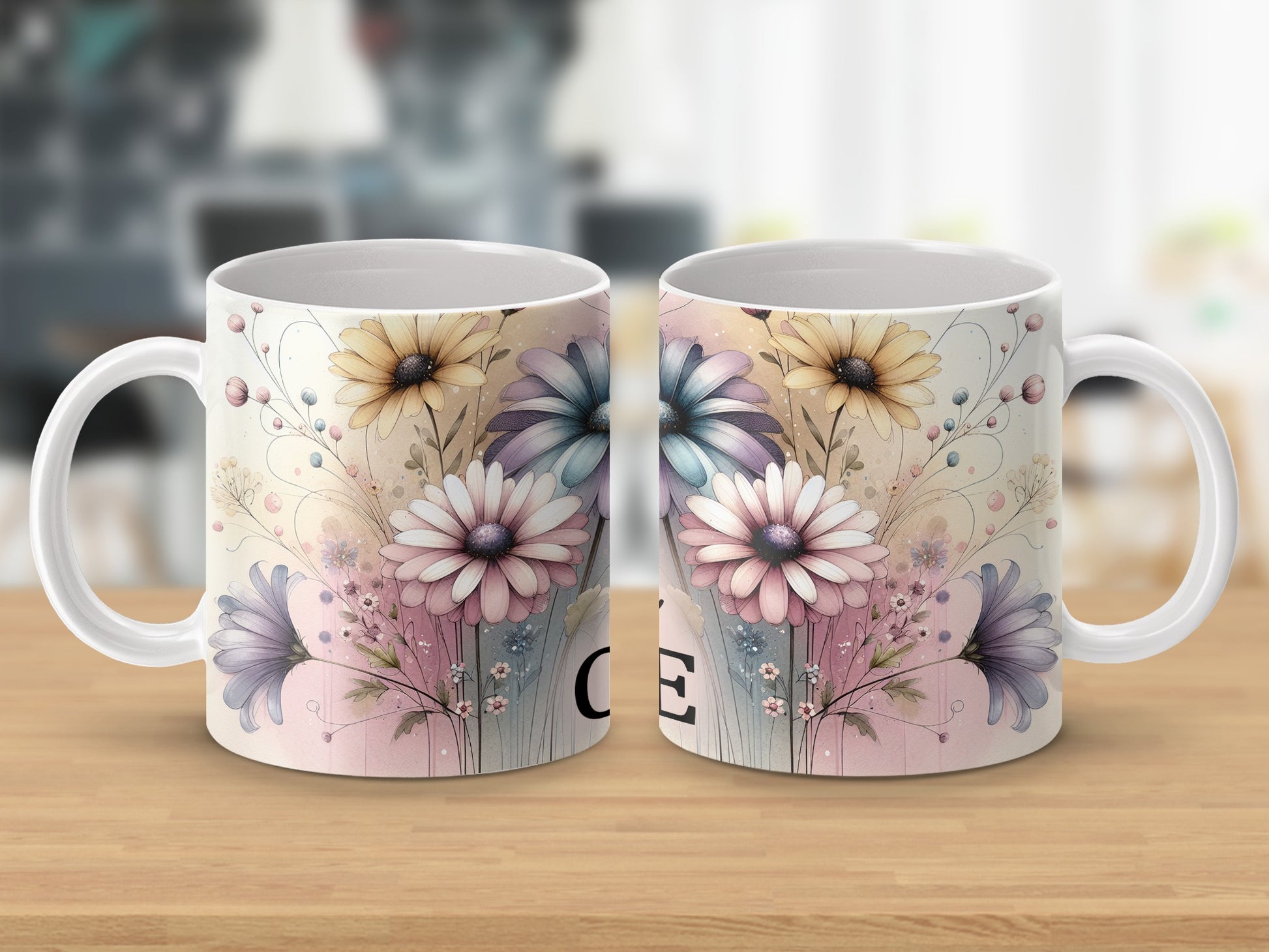 Watercolor Floral Whimsical Daisy Mug Design product type