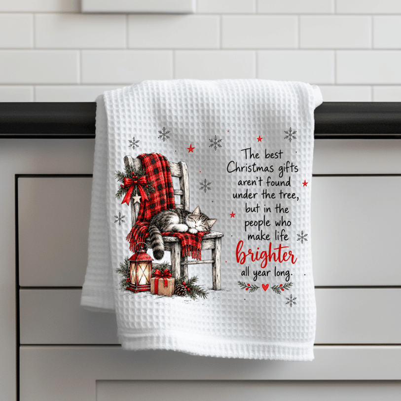 Christmas Cat Waffle Weave Kitchen Towel – Best Gifts Quote