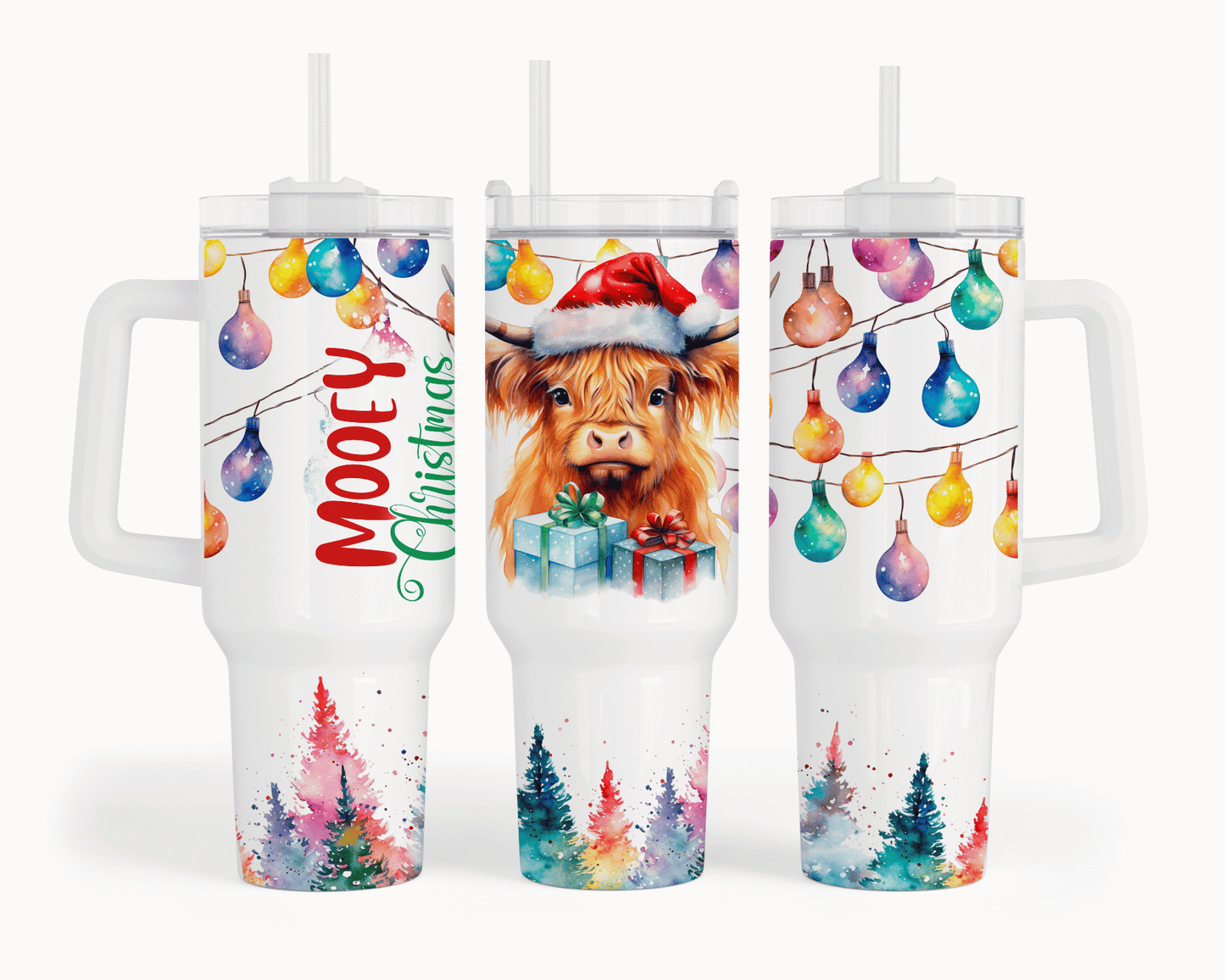 Mooey Christmas Highland Cow 40 oz Tumbler