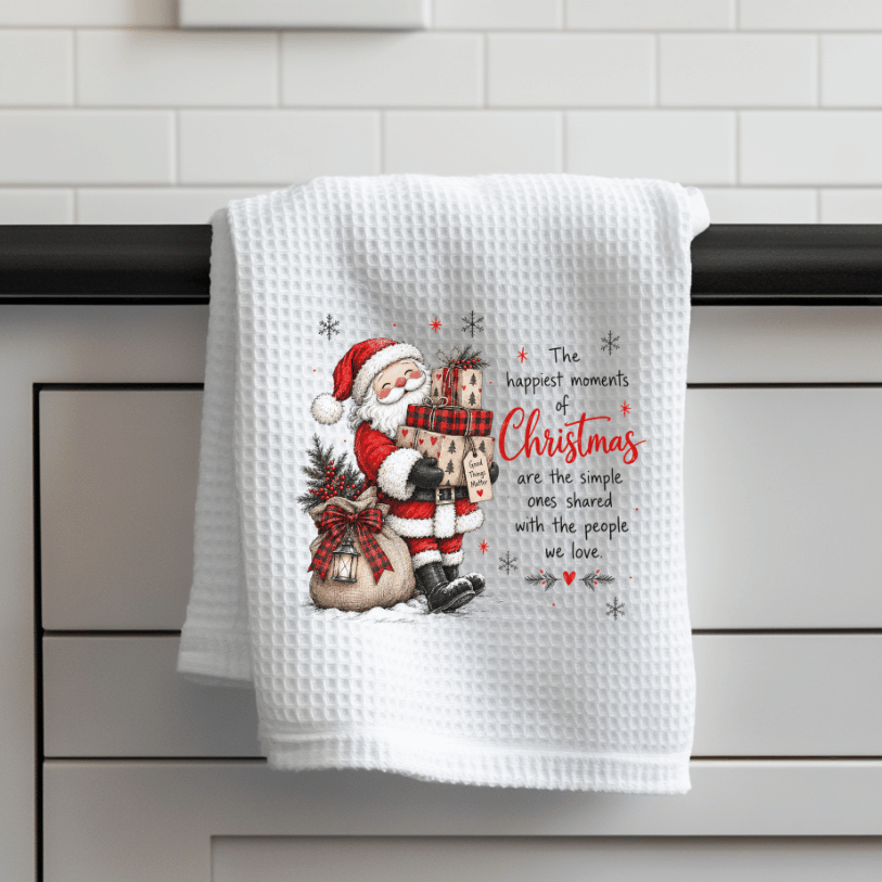 Santa with Gifts Christmas Waffle Weave Kitchen Towel – Happiest Moments