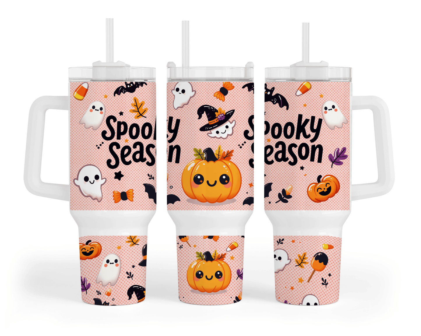 Spooky Season Cute Ghost Pumpkin 40 oz Tumbler
