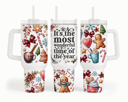 It's the Most Wonderful Time of the Year Gingerbread Christmas 40 oz Tumbler