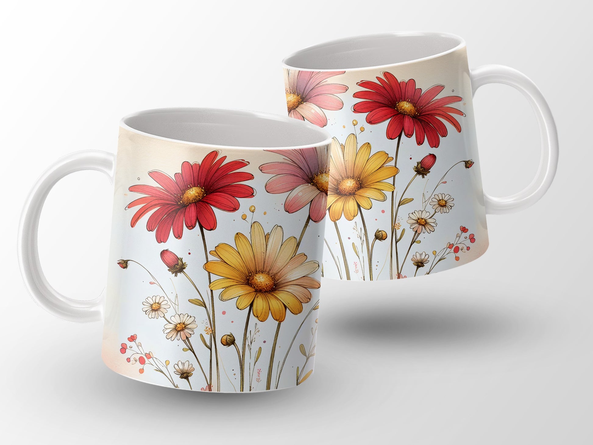 Vibrant Flower Field Watercolor Artwork Mug product type
Mug, Coffee Mug, Tea Cup, Floral Design, Flower Print, Daisy Flower, Watercolor Art, Botanical Print, Gift Idea, Home Decor, Kitchenware, Drinkware, Nature Inspired, Colorful Flowers, Artistic Mug, Spring Theme, Summer Vibe, Unique Design, Red Flowers, Yellow Flowers