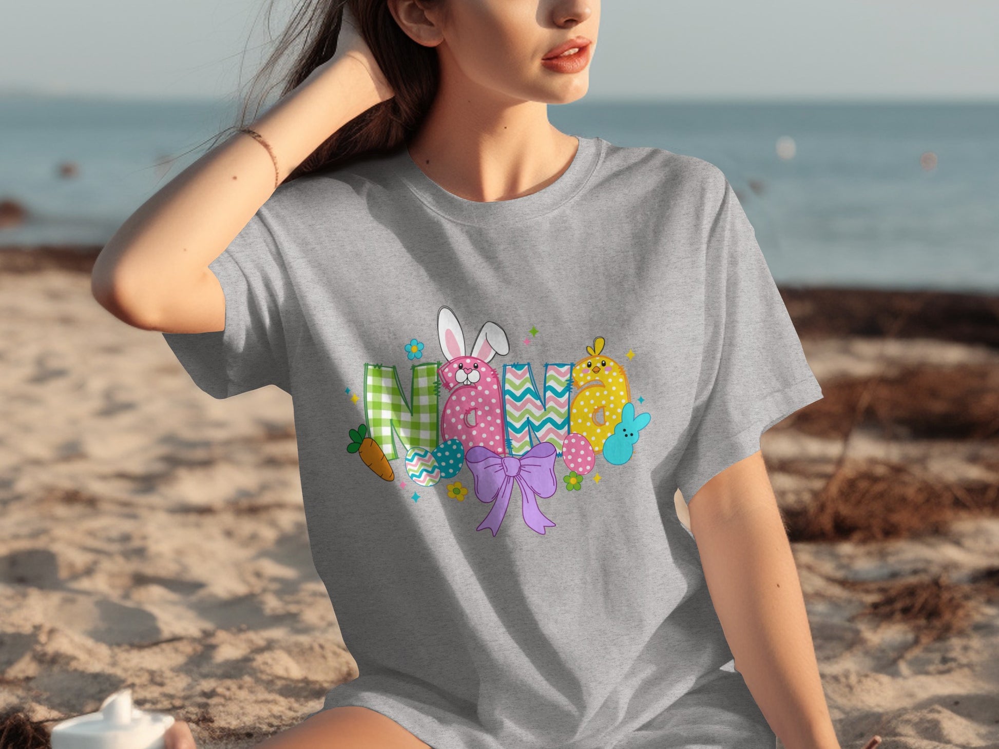 Cute Easter Graphic Hello Short Sleeve T-Shirt Product