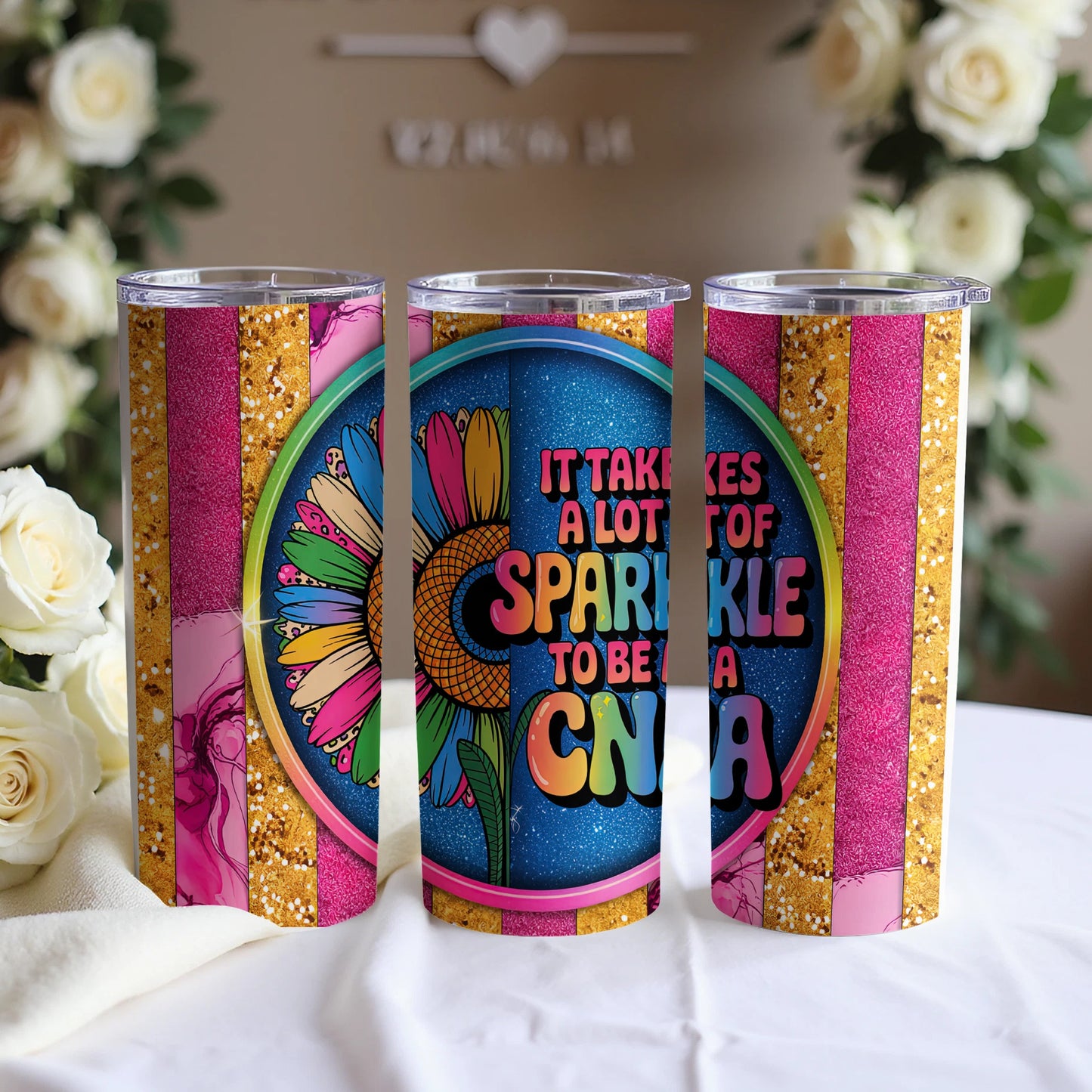 Sparkle CNA Sunflower Pride Tumbler