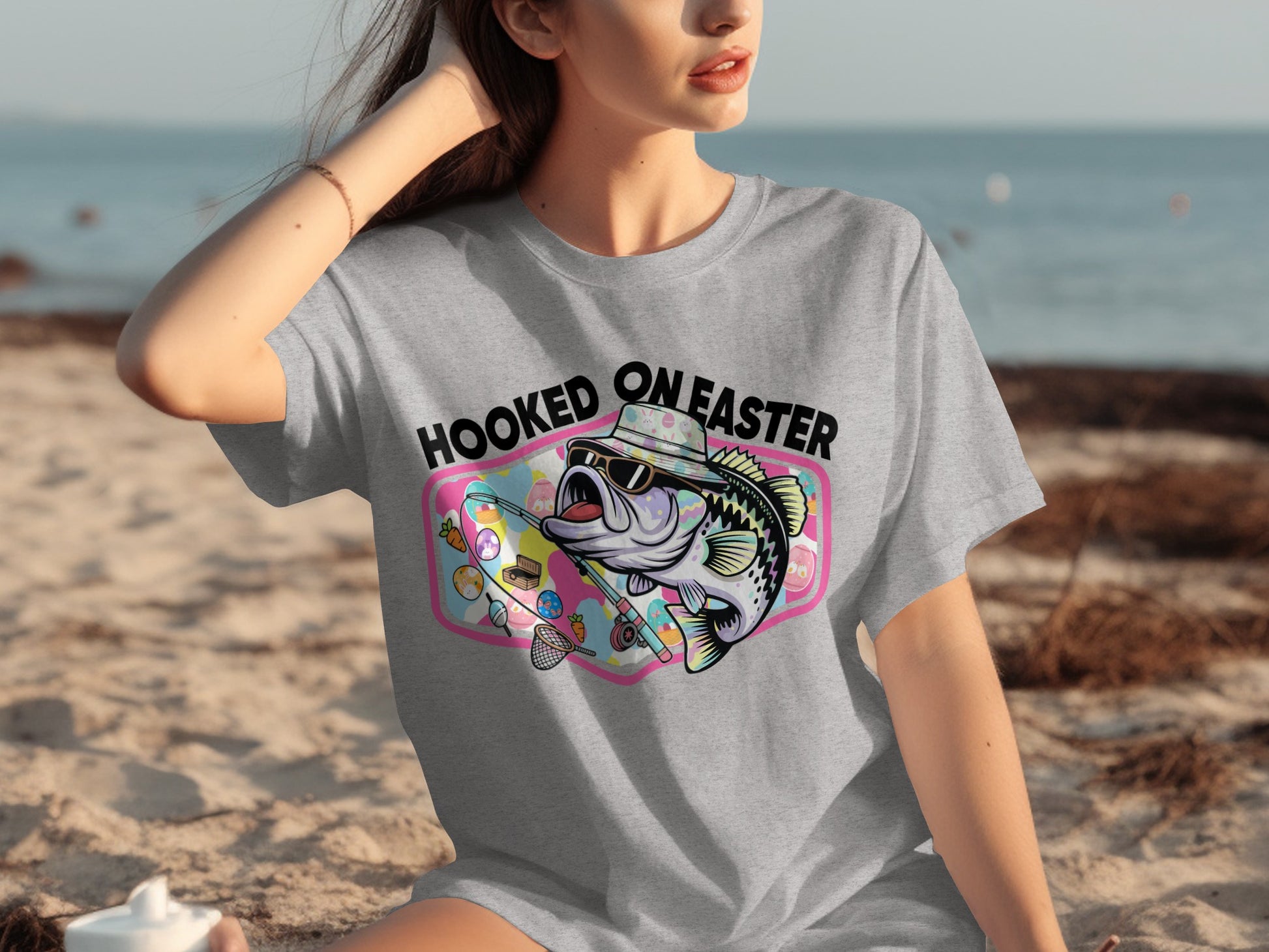 Hooked on Easter Graphic T-Shirt Colorful Fish