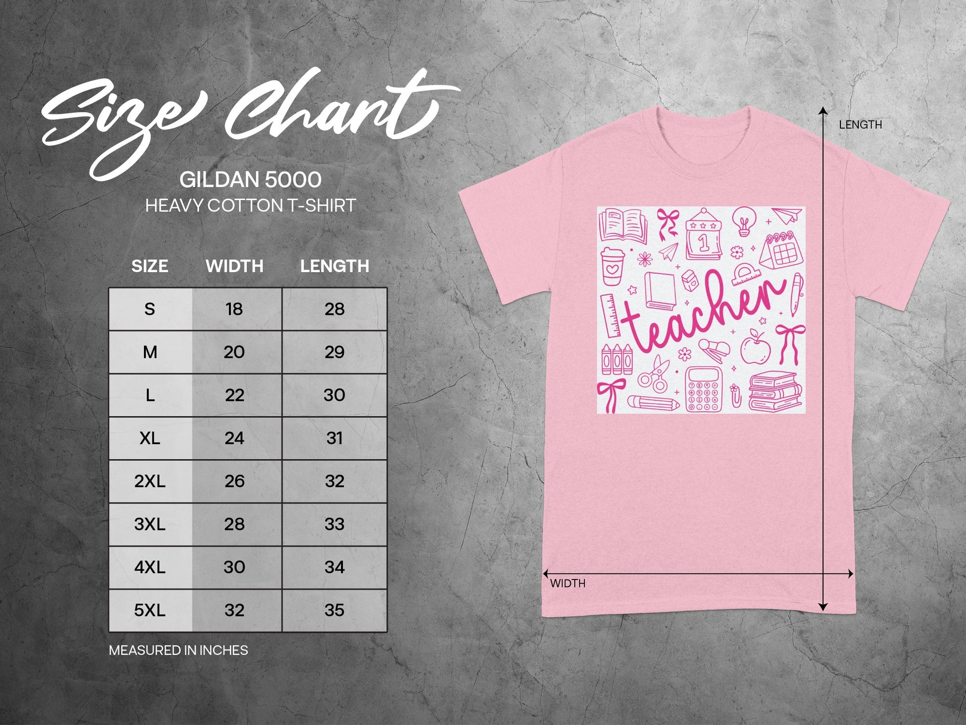 Pink Teacher Themed Illustrated T-Shirt