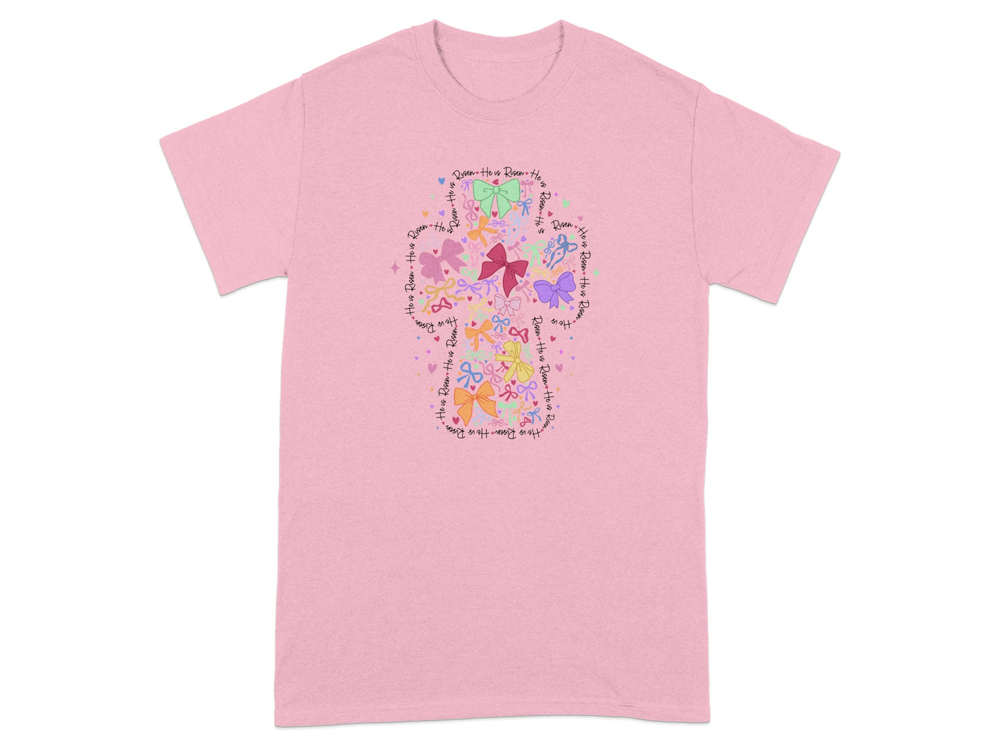 Colorful Bow and Ribbon Design Pink T-Shirt