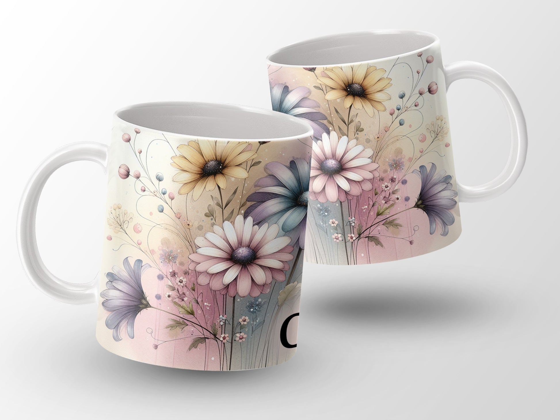 Watercolor Floral Blossom Daisies Mugs Garden Bloom product type
mug, coffee mug, tea cup, floral design, watercolor art, daisy flowers, pastel colors, botanical print, spring decor, garden theme, drinkware, kitchen accessories, gift idea, unique mug, artistic mug, flower mug, elegant design, home decor, office mug, beautiful flowers