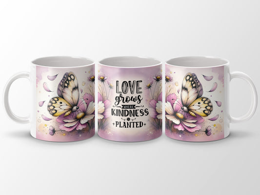 Love Grows Where Kindness Is Planted Butterfly Flowers Mug product type