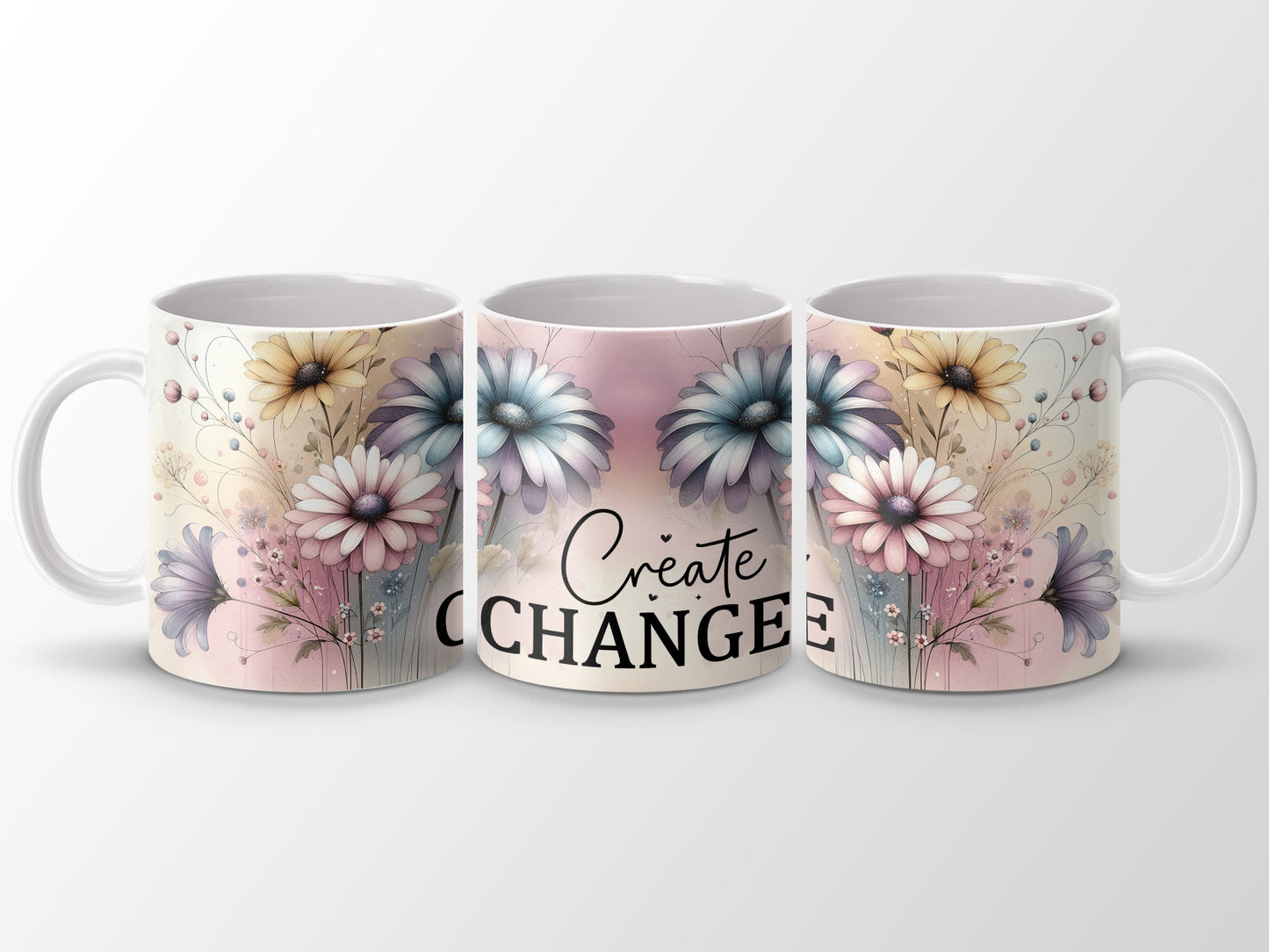 Create Change Inspirational Floral Watercolor Pastel Mug product type
Mug
Coffee Cup
Tea Mug
Create Change
Inspirational
Motivational
Floral Design
Watercolor Flowers
Pastel Blooms
Daisy Print
Positive Quote
Gift Idea
Her Gift
Women Gift
Birthday Gift
Office Mug
Home Decor
Drinkware
Unique Design
Artistic Mug