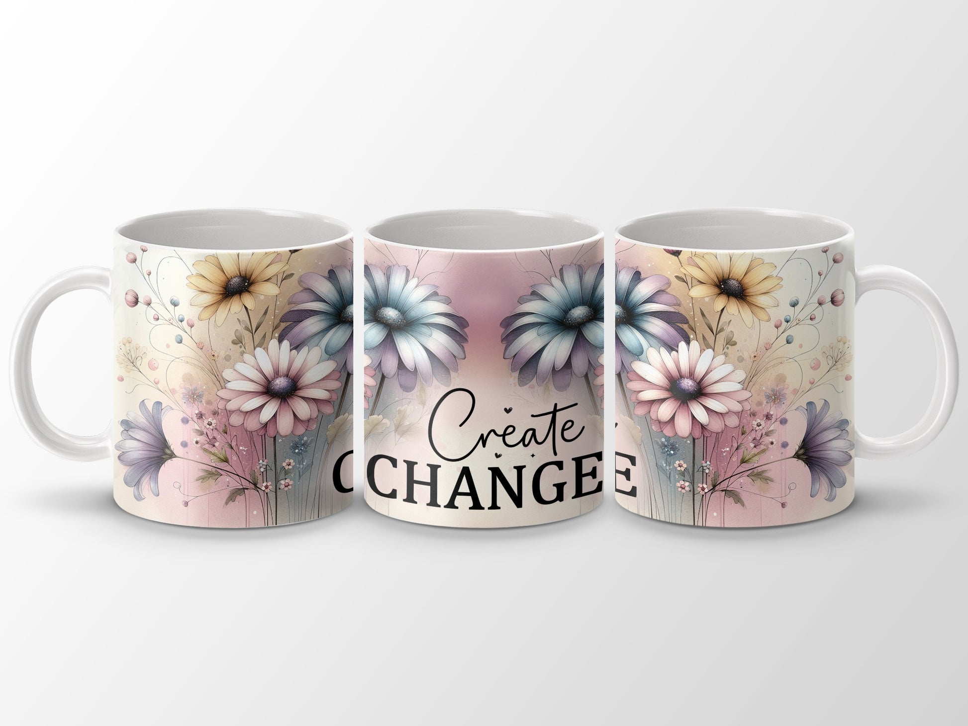Create Change Inspirational Floral Watercolor Pastel Mug product type
Mug
Coffee Cup
Tea Mug
Create Change
Inspirational
Motivational
Floral Design
Watercolor Flowers
Pastel Blooms
Daisy Print
Positive Quote
Gift Idea
Her Gift
Women Gift
Birthday Gift
Office Mug
Home Decor
Drinkware
Unique Design
Artistic Mug