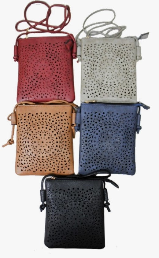 Laser Cut Boho Mandala Crossbody Bag