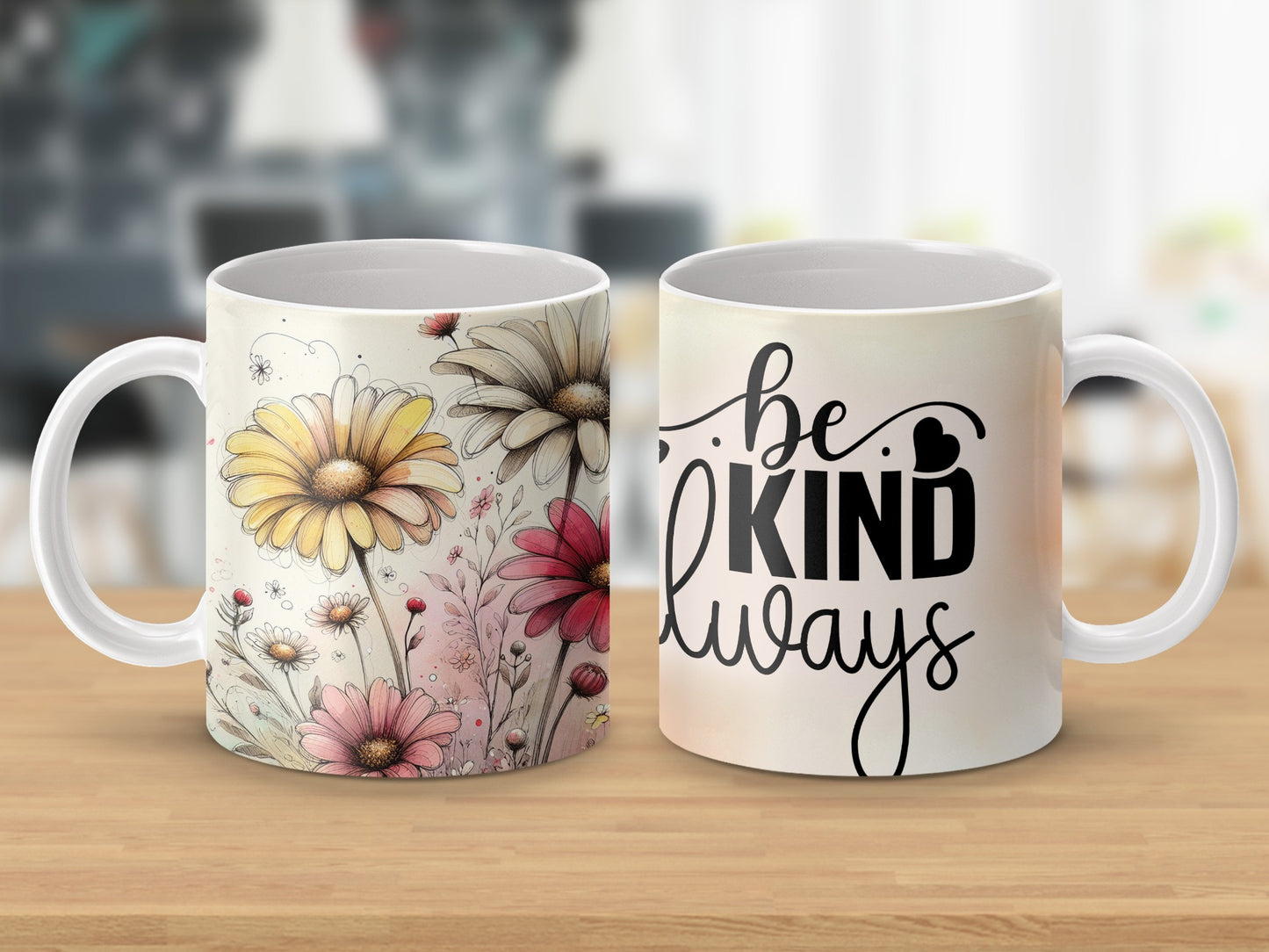 Be Kind Always Quote Floral Daisy Watercolor Design product type