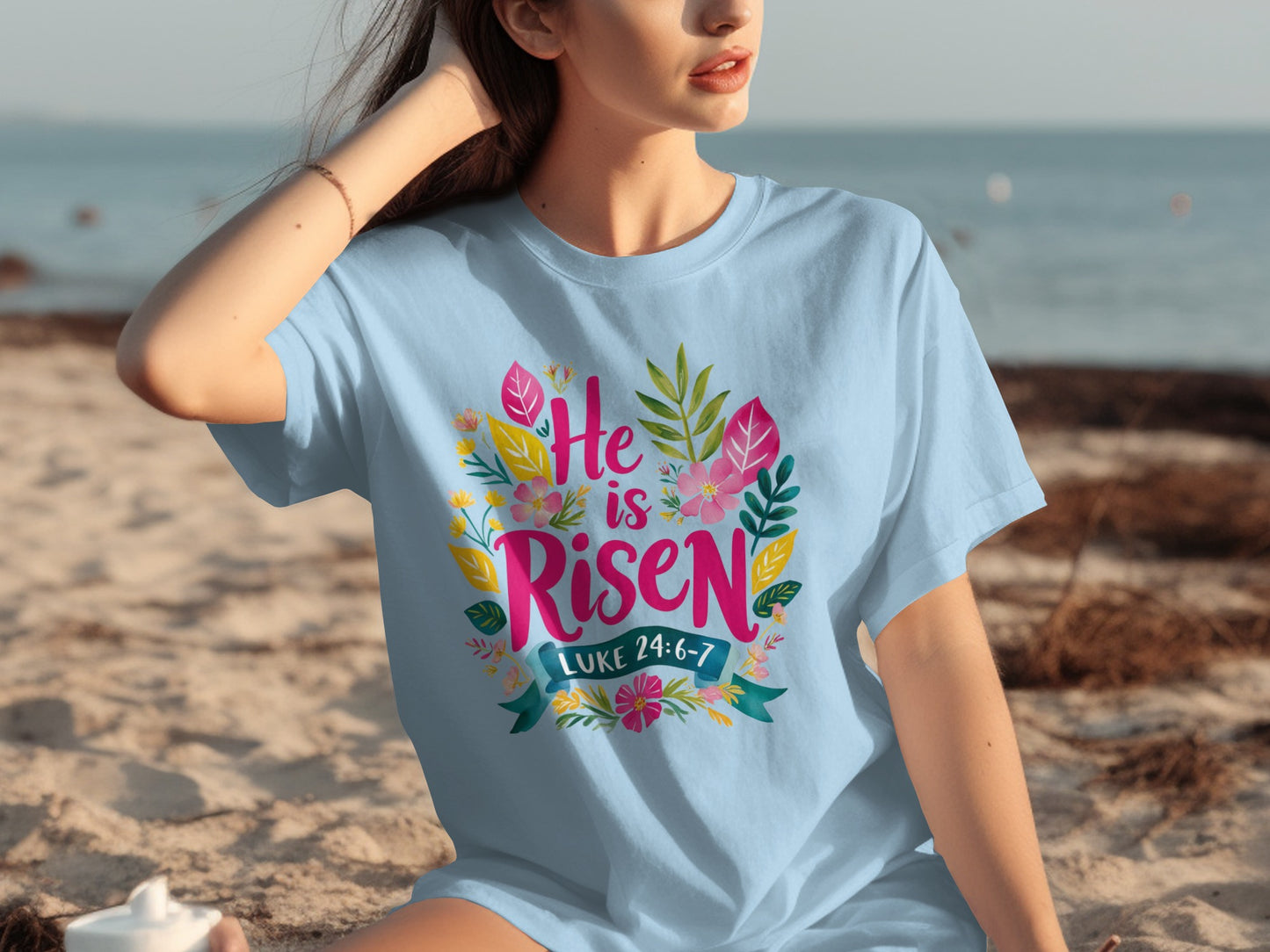 He is Risen Luke 24:6-7 Graphic T-Shirt Product