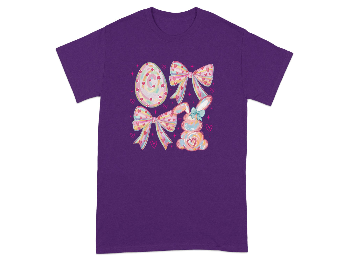 Festive Easter Bows Hearts and Bunny Design Shirt