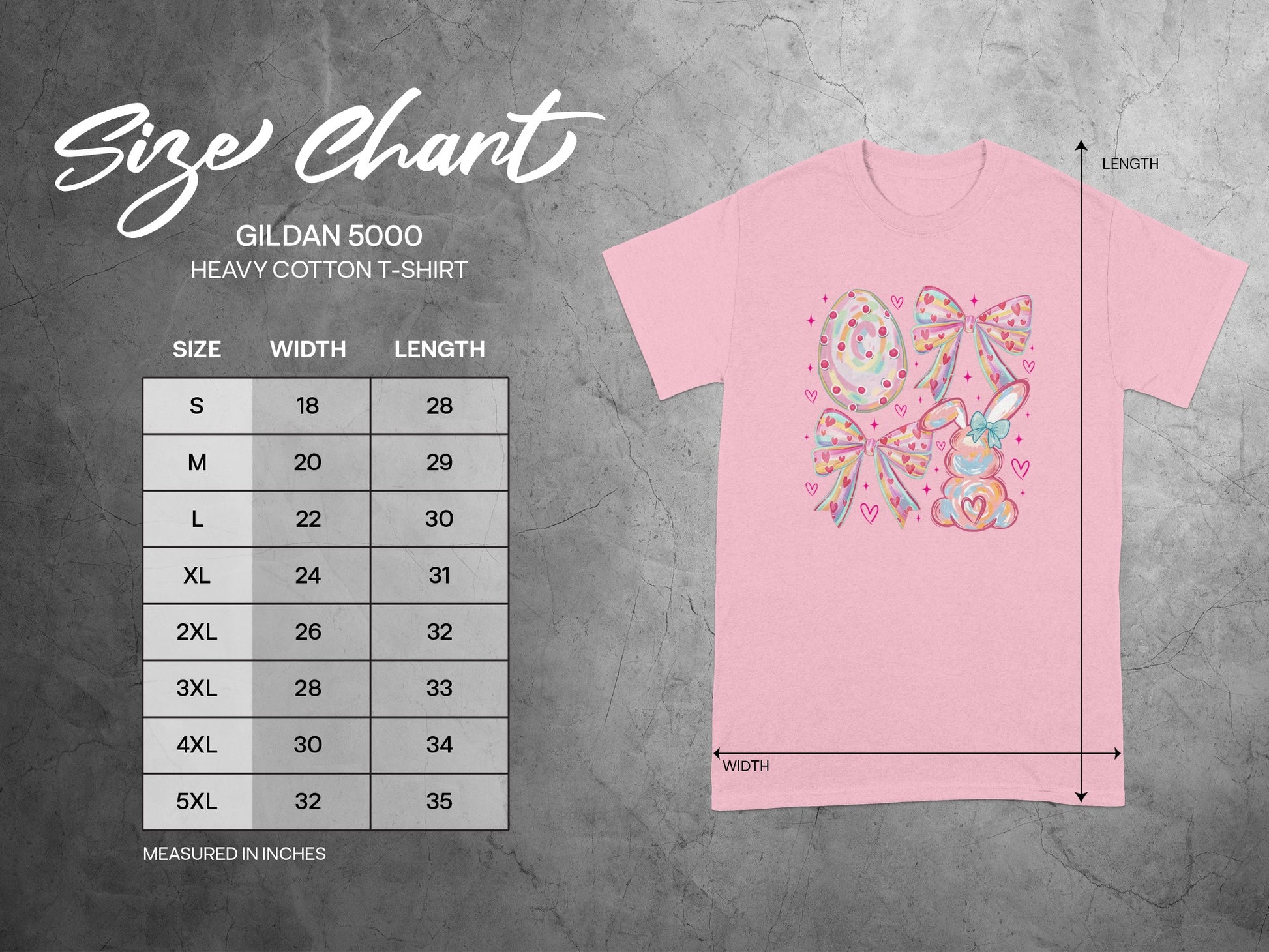 Pastel Bunny and Bow Pink Gildan 5000 T-shirt Product