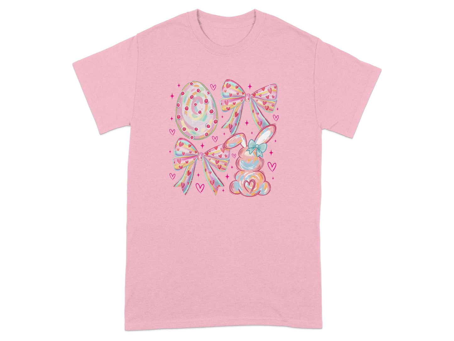 Pastel Easter Egg Bunny Design Pink T-Shirt