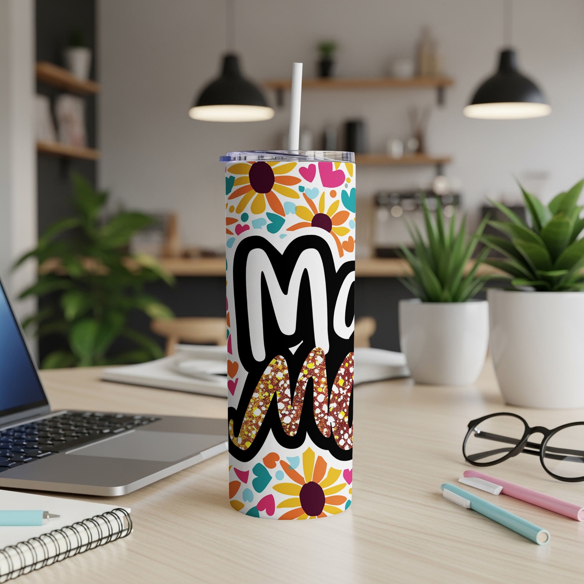 Colorful Floral Motif Mom Design Insulated Tumbler