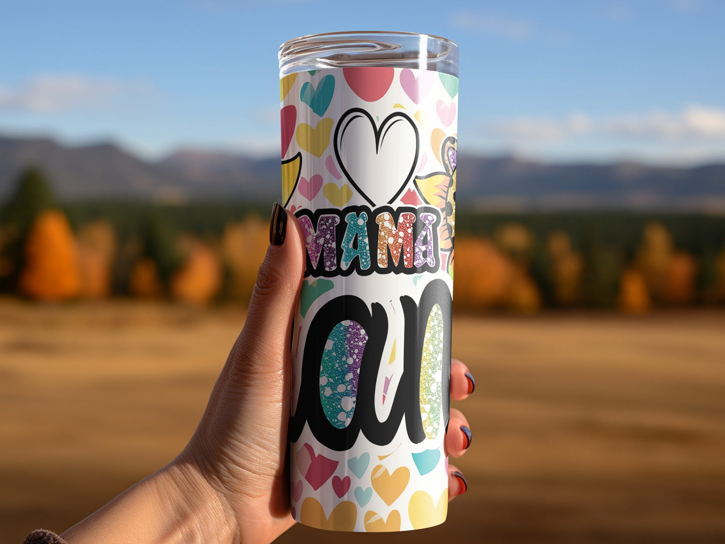 Colorful Heart Design I Love Mama Tumbler Cup