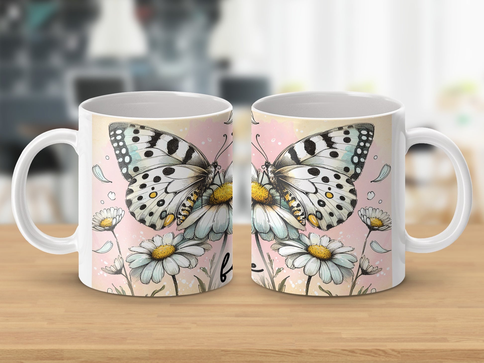 Elegant Butterfly Daisy Floral Design Mug product type