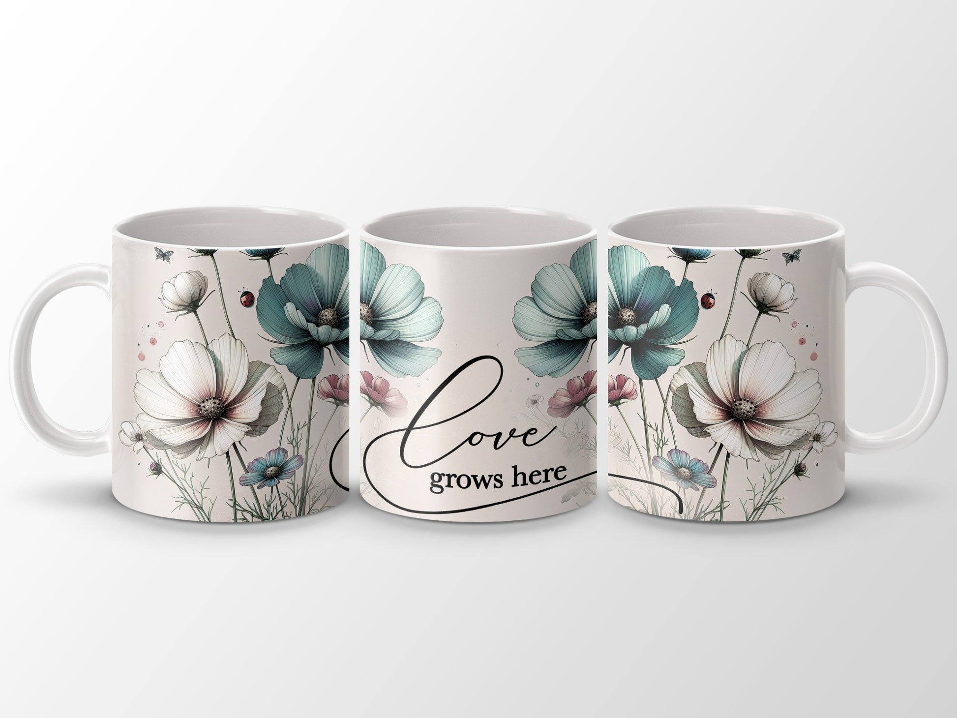Charming Floral Love Grows Here Kitchen Drinkware product type
Floral Mug, Love Grows Here, Coffee Cup, Tea Mug, Botanical Design, Flower Art, Inspirational Mug, Home Decor, Kitchenware, Drinkware, Unique Mug, Pretty Mug, Spring Flowers, White Flowers, Blue Flowers, Ladybug Design, Butterfly Art, Positive Quote, Aesthetic Mug, Nature Inspired