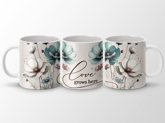 Charming Floral Love Grows Here Kitchen Drinkware product type
Floral Mug, Love Grows Here, Coffee Cup, Tea Mug, Botanical Design, Flower Art, Inspirational Mug, Home Decor, Kitchenware, Drinkware, Unique Mug, Pretty Mug, Spring Flowers, White Flowers, Blue Flowers, Ladybug Design, Butterfly Art, Positive Quote, Aesthetic Mug, Nature Inspired