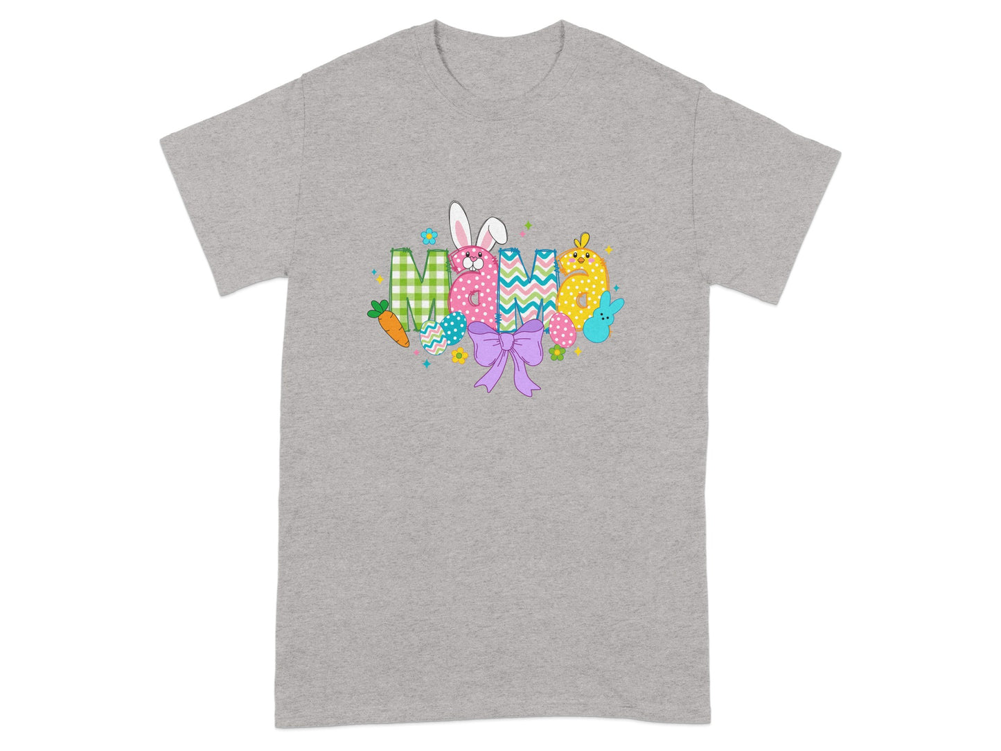Cute Easter Bunny and Egg Graphic Grey T-shirt