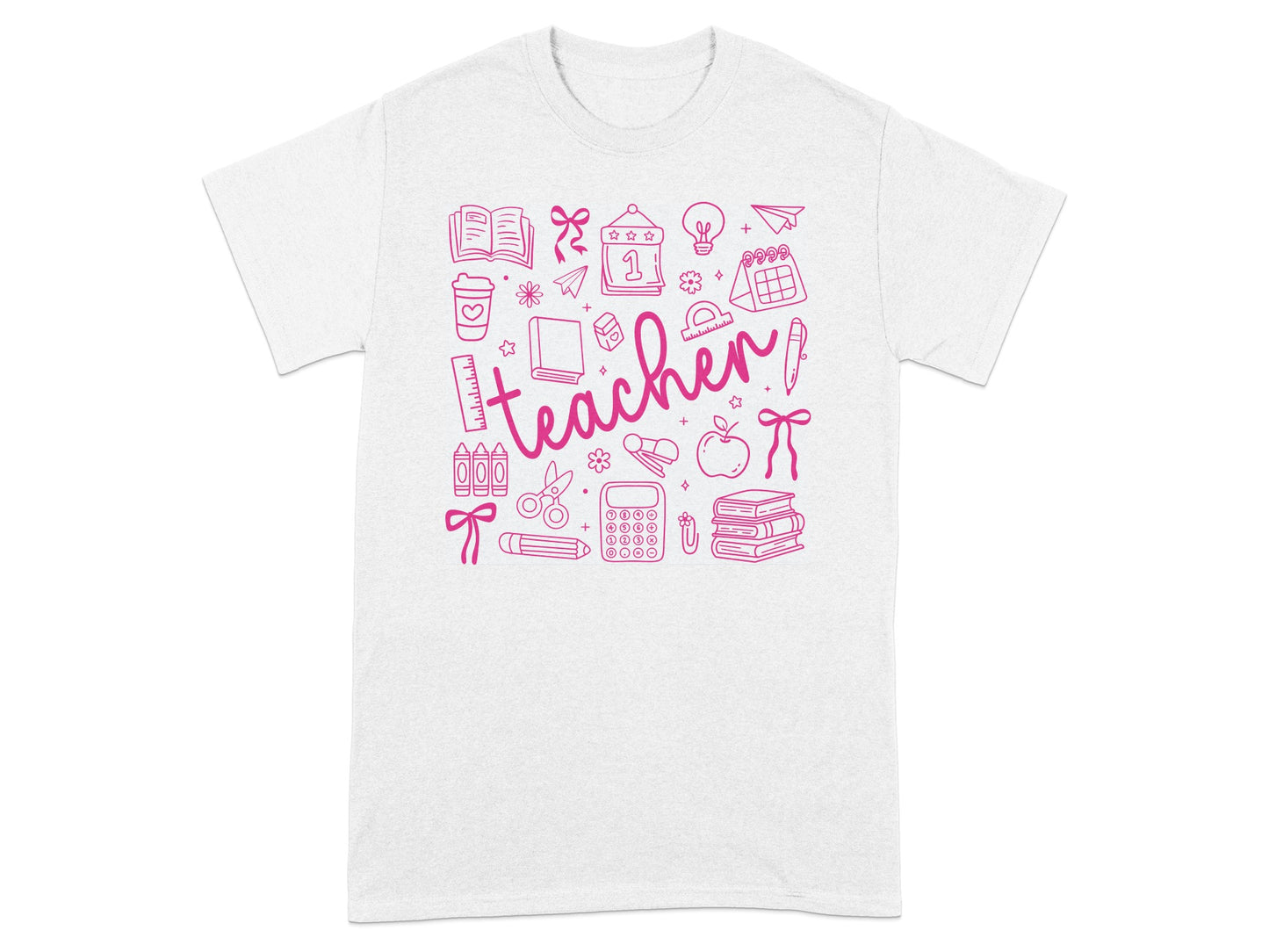 Cute Teacher Theme Illustrated T-Shirt for Educators