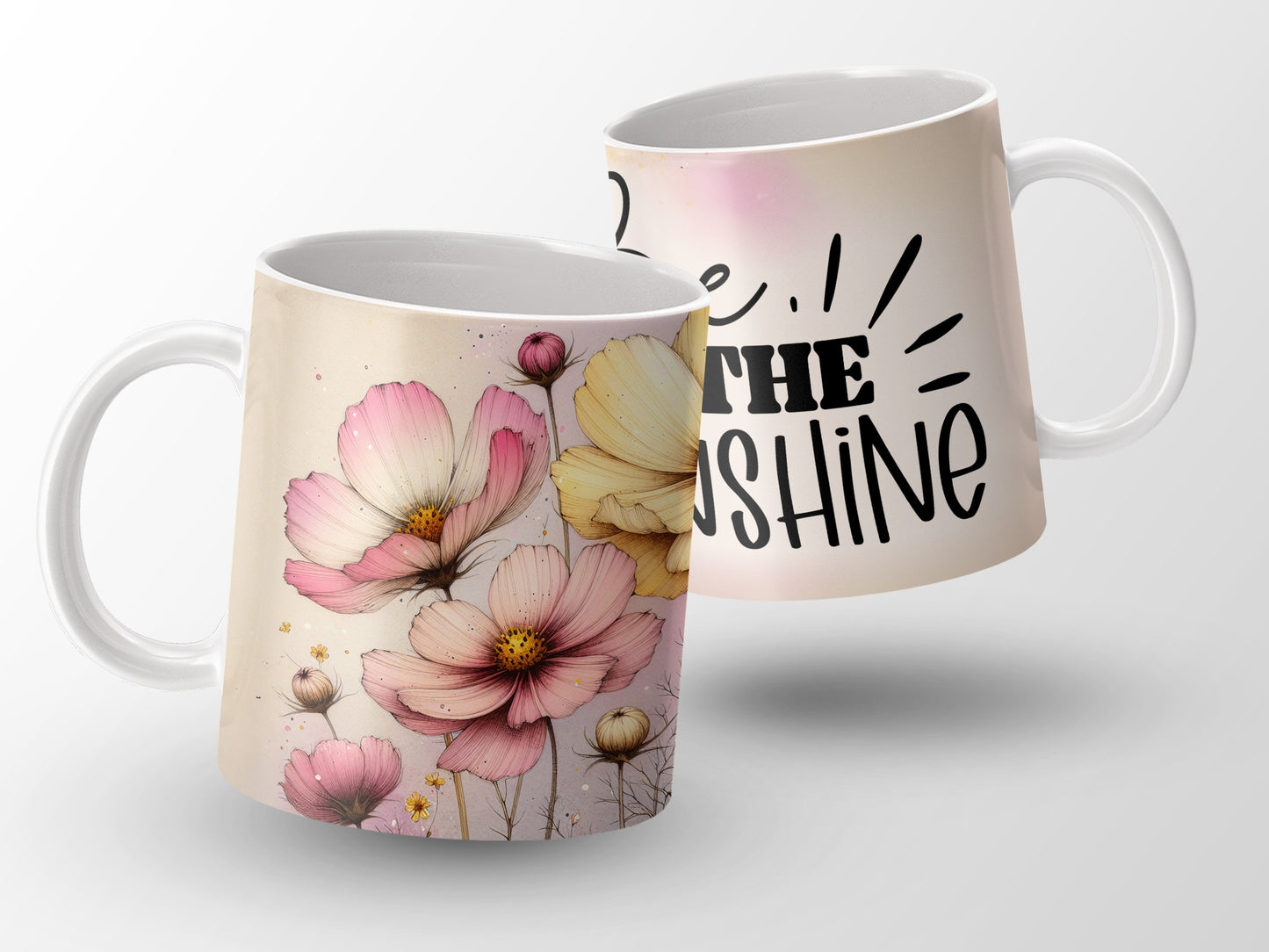 Floral Cosmos Flowers Be The Shine Quote Coffee Mug product type
Cosmos flowers, Floral design, Pink flowers, Yellow flowers, Flower print, Botanical mug, Garden themed, Nature inspired, Inspirational quote, Be The Shine, Positive message, Coffee mug, Tea cup, Hot beverage, Drinkware item, Home decor, Gift for her, Unique present, Watercolor art, Artistic mug