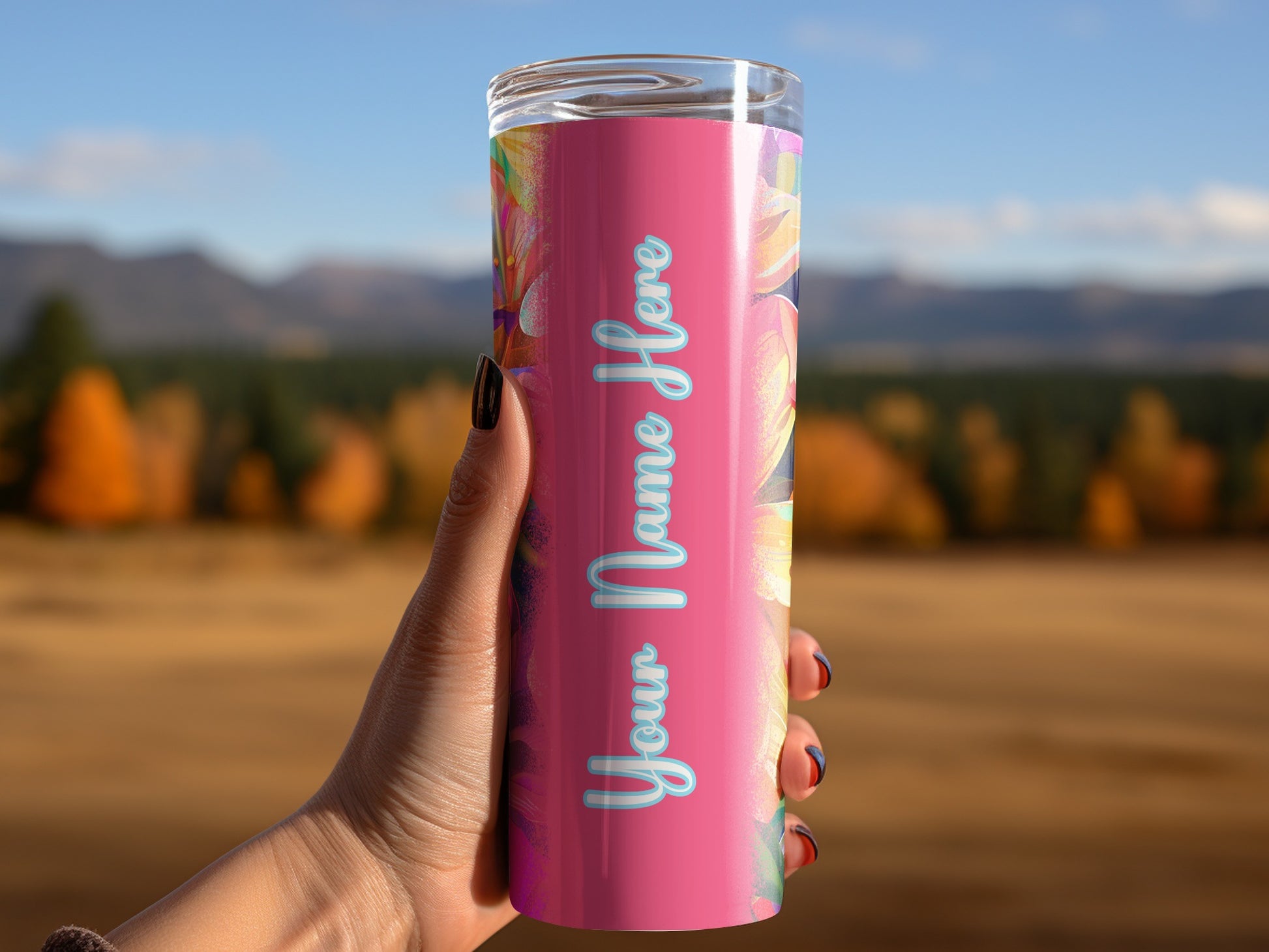 Pink Abstract Floral Your Name Here Tumbler product type