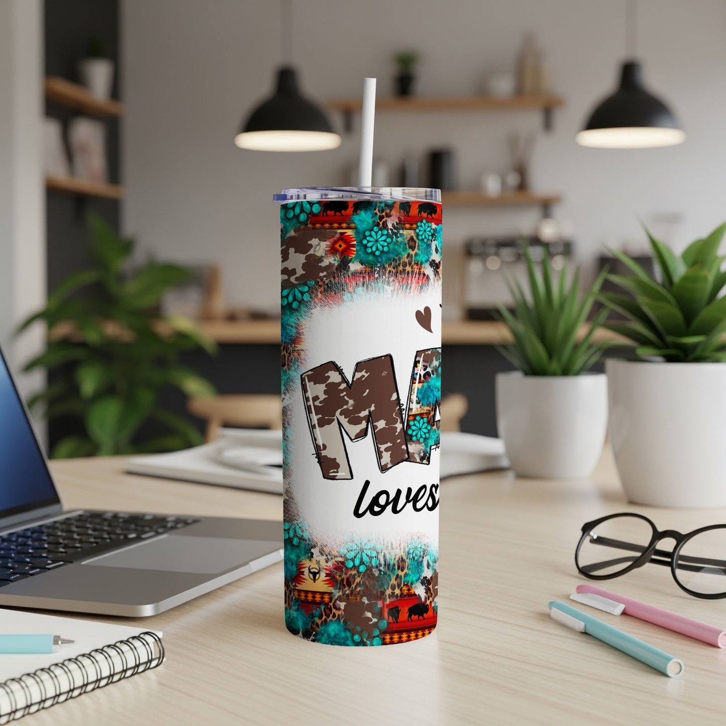 Vibrant Floral Mom Loves Design Tumbler Cup Product