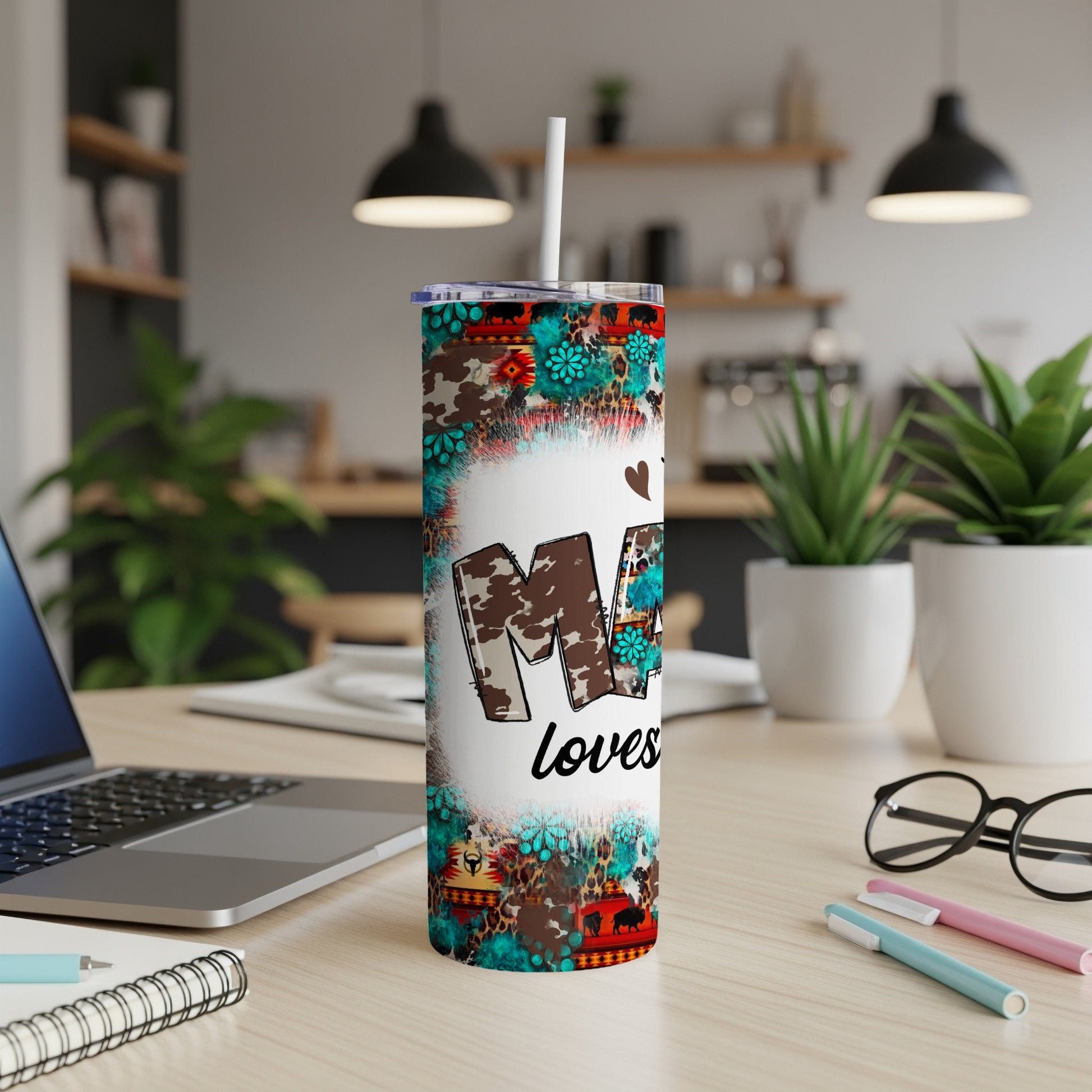 Vibrant Floral Mom Loves Design Tumbler Cup Product