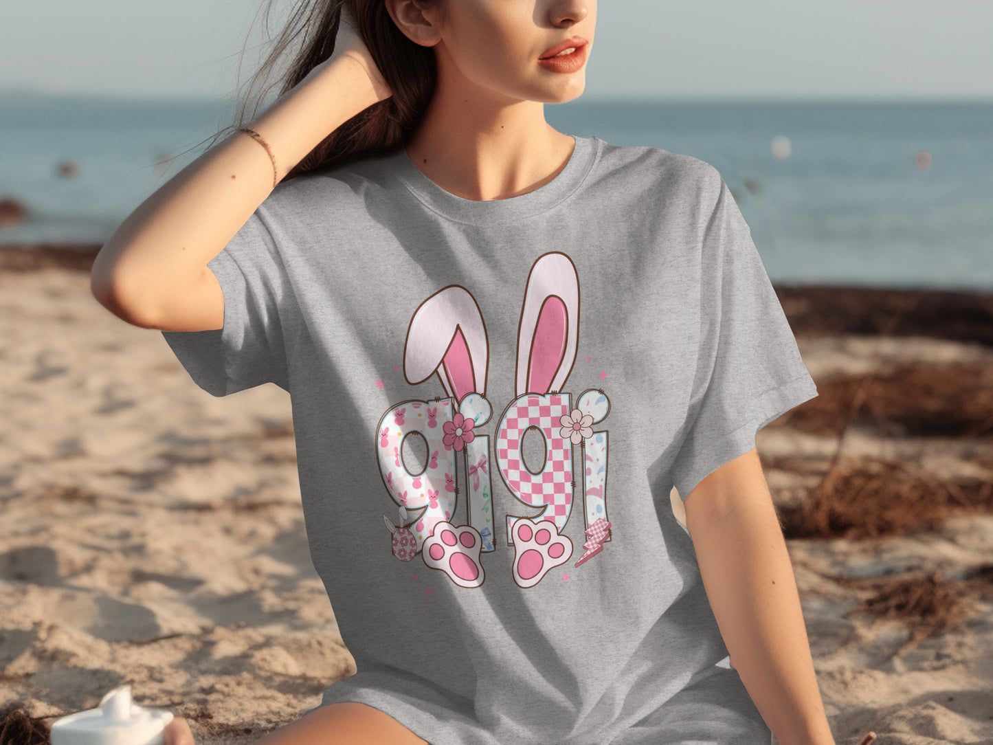 Cute Gigi Bunny Ears Design Graphic T-Shirt