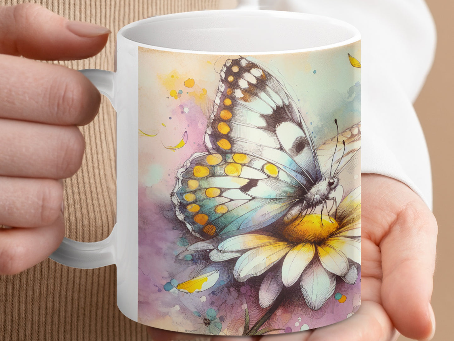 Watercolor Butterfly Daisy Floral Nature Art Mug product type
Mug
Coffee Mug
Tea Cup
Butterfly Design
Watercolor Art
Daisy Flower
Floral Mug
Nature Inspired
Artistic Drinkware
Pastel Colors
Unique Gift
Home Decor
Kitchenware
Spring Mug
Summer Vibe
Butterfly Lover
Elegant Mug
Vibrant Art
Insect Theme
Beautiful Graphics