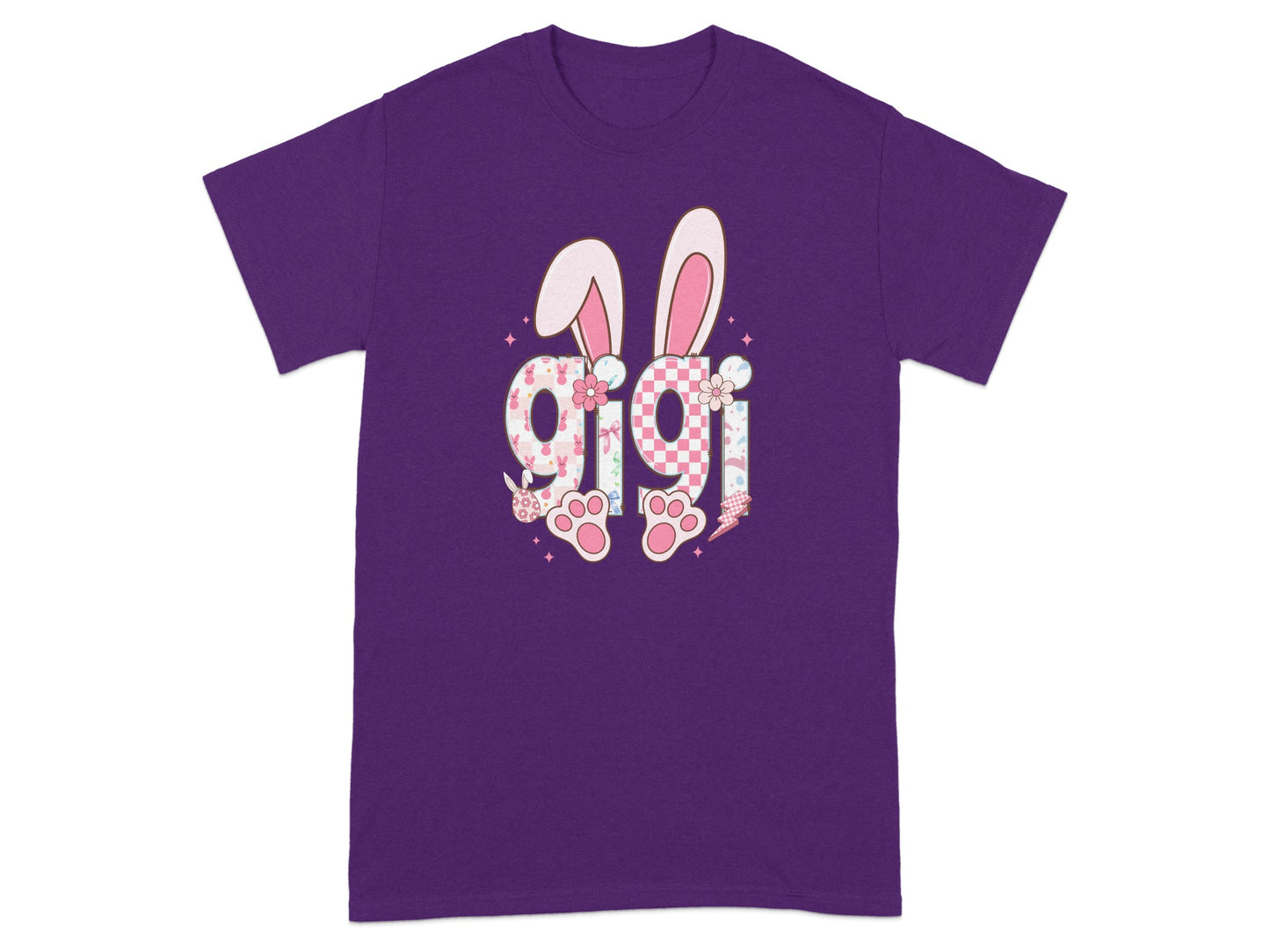 Cute Purple Shirt with Bunny Ears and Floral Pattern