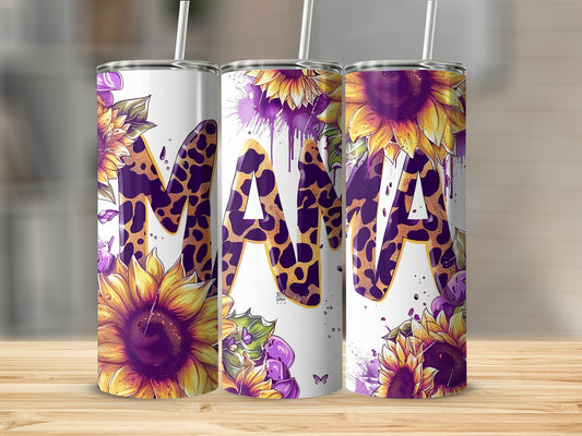 Sunflower Leopard Print Mama Design Tumbler Gift