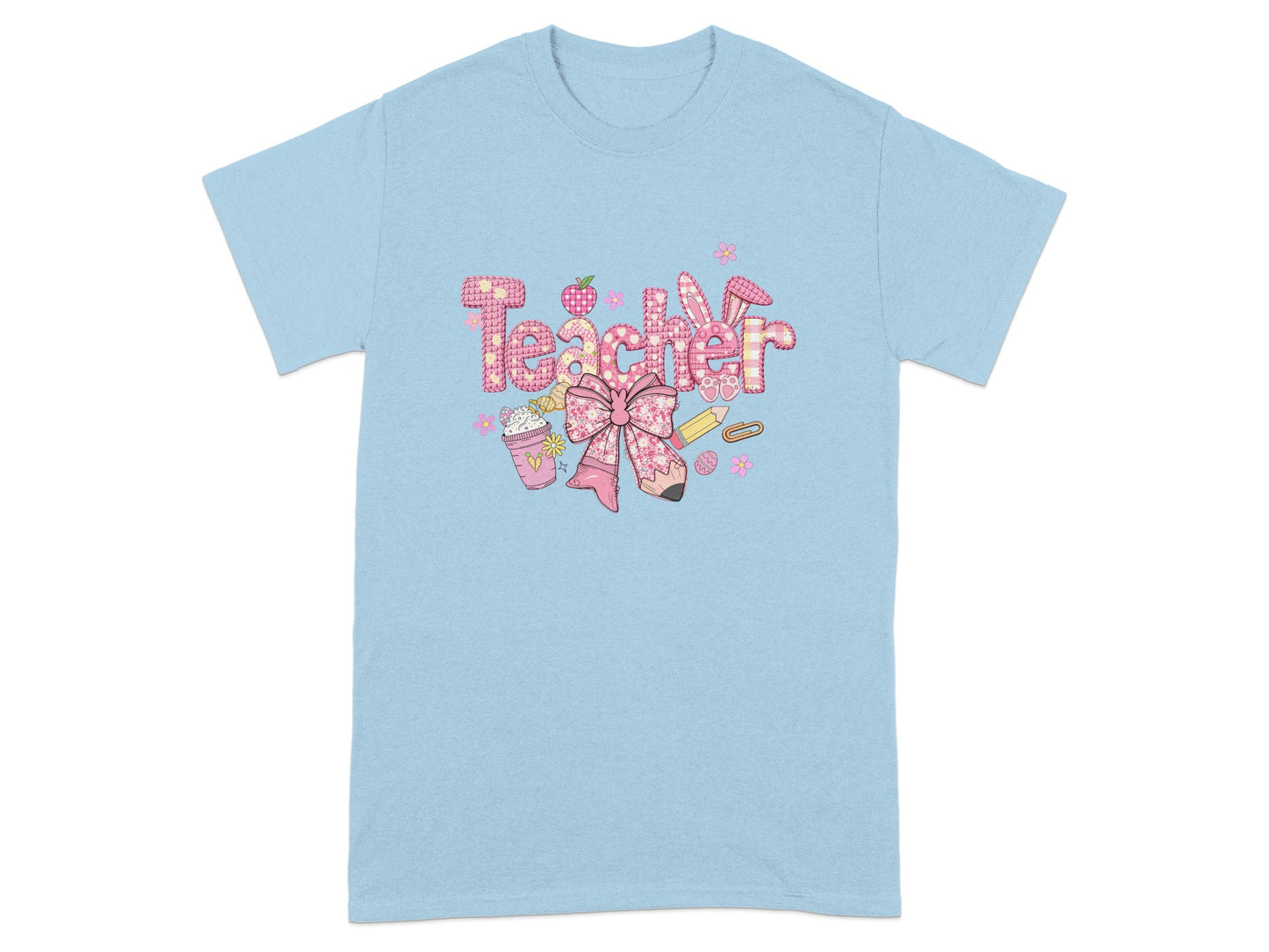 Cute Teacher Themed Graphic Short Sleeve T-shirt